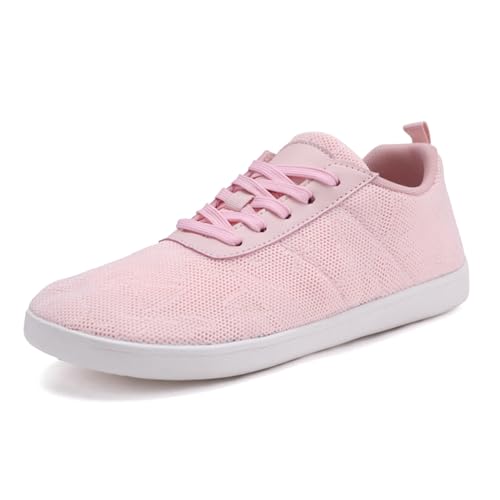 AONETIGER Unisex Barfußschuhe Damen Herren Breite Barfuss Schuhe Weich Bequem Walkingschuhe Fitnessschuhe Trailrunning Barfussschuhe Sneaker(2508 Rosa,39EU) von AONETIGER