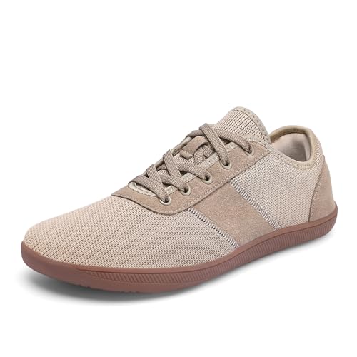 AONETIGER Unisex Barfußschuhe Damen Herren Breite Barfuss Schuhe Weich Bequem Walkingschuhe Fitnessschuhe Trailrunning Barfussschuhe Sneaker(371 Khaki,43EU) von AONETIGER