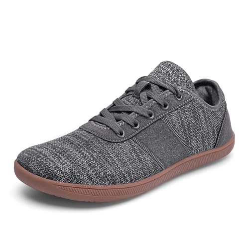 AONETIGER Unisex Barfußschuhe Damen Herren Breite Barfuss Schuhe Weich Bequem Walkingschuhe Fitnessschuhe Trailrunning Barfussschuhe Sneaker(371 LGrau,37EU) von AONETIGER