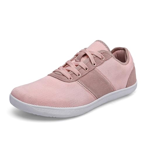 AONETIGER Unisex Barfußschuhe Damen Herren Breite Barfuss Schuhe Weich Bequem Walkingschuhe Fitnessschuhe Trailrunning Barfussschuhe Sneaker(371 Rosa,36EU) von AONETIGER