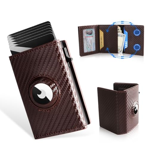 AONETIGER Wallet Herren mit RFID Schut Wallets for Men mit AirTag Fach Hochwertiges Echtleder Kartenetui Geldbörse Ausweisfenster Kreditkartenetui (Brown) von AONETIGER