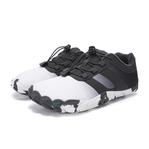 AONETIGER Winter Barfußschuhe Herren Damen Warm Gefüttert Barfuss Schuhe Breiter Zehenbox Winterschuhe Outdoor Wasserdicht Winterstiefel Mit Zero-Drop Solhe (Grau,36EU) von AONETIGER