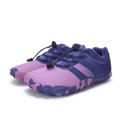 AONETIGER Winter Barfußschuhe Herren Damen Warm Gefüttert Barfuss Schuhe Breiter Zehenbox Winterschuhe Outdoor Wasserdicht Winterstiefel Mit Zero-Drop Solhe (Violett,39EU) von AONETIGER