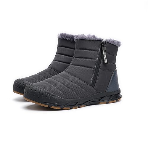 AONETIGER Winterschuhe Herren Damen Gefüttert Winterstiefel Wasserdicht Schneestiefel Warme Bequem Schneeschuhe Rutschfeste Baumwollschuhe(2309 Grau,42EU) von AONETIGER