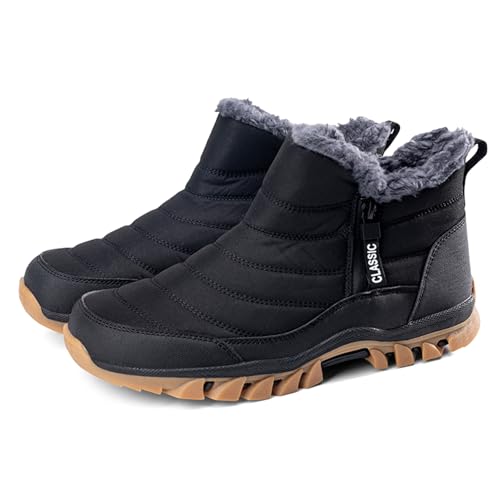 AONETIGER Winterschuhe Herren Wasserdicht Schneestiefel Warm Gefüttert Winterstiefel rutschfest Winter Outdoor Boots Leicht Bequem Schneeschuhe (11 Schwarz,44EU) von AONETIGER