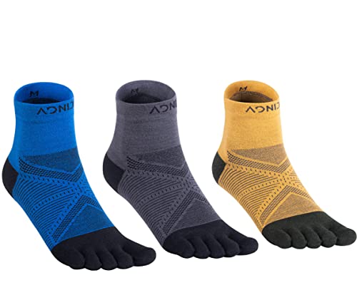 AONIJIE Damen und Herren Athletische Sportsocken, zum Laufen Marathon F¨¹nf Finger Socken(L 43-46,G# 3 Paar-Viertelhoch) von AONIJIE