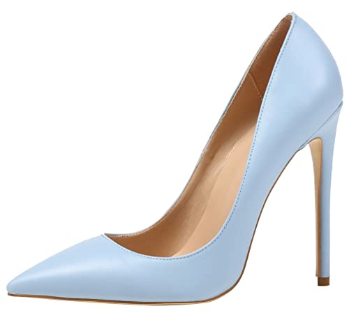 AOOAR Damen High Heel Klassische Abendschuhe Helllblau PU Pumps EU 46 von AOOAR