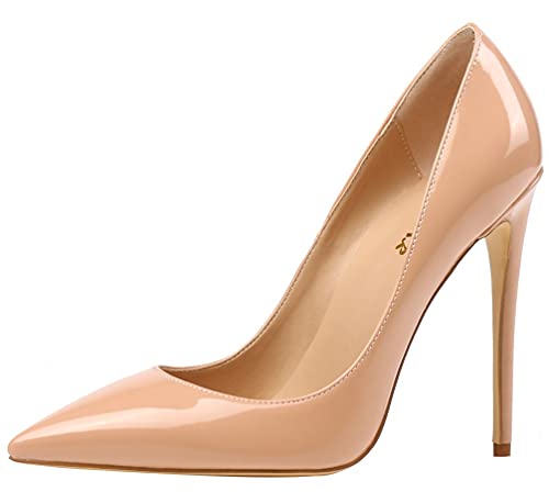 AOOAR Damen High Heel Klassische Abendschuhe Nackt Lackleder Pumps EU 42 von AOOAR