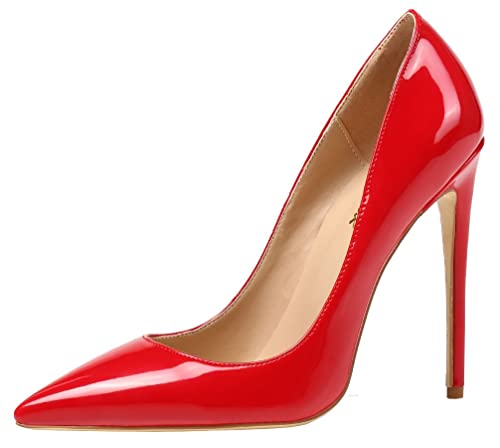 AOOAR Damen High Heel Klassische Abendschuhe Rot Lackleder Pumps EU 38 von AOOAR