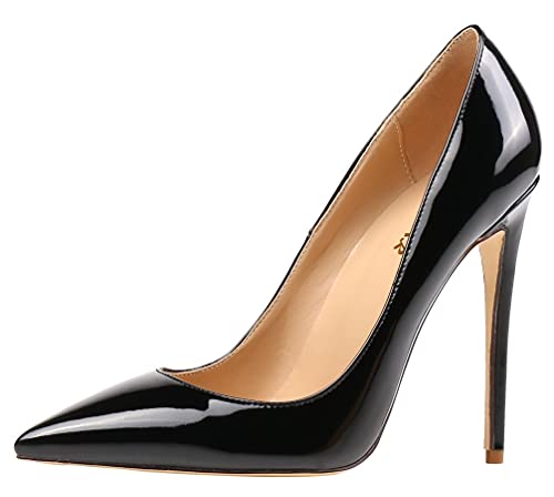 AOOAR Damen High Heel Klassische Abendschuhe Schwarz Lackleder Pumps EU 42 von AOOAR