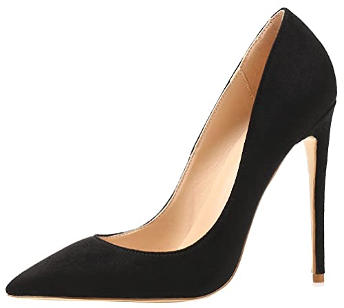 AOOAR Damen High Heel Klassische Abendschuhe Schwarz Wildleder Pumps EU 43 von AOOAR