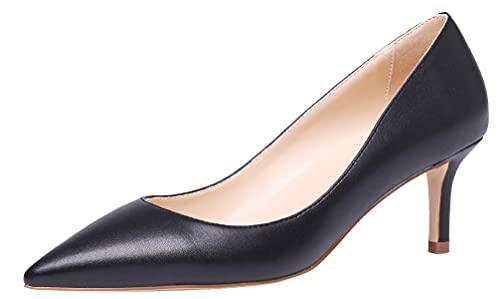 AOOAR Damen Kitten-Heel Elegante Schwarz PU Pumps Schuhe EU 44 von AOOAR