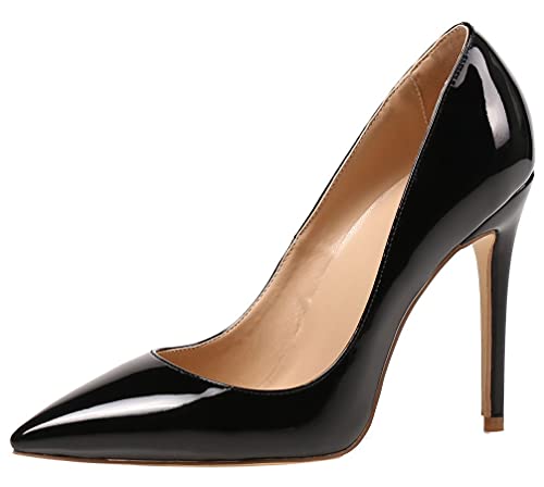 AOOAR Damen Schwarz Lackleder 11cm High Heel Pumps EU 46 von AOOAR