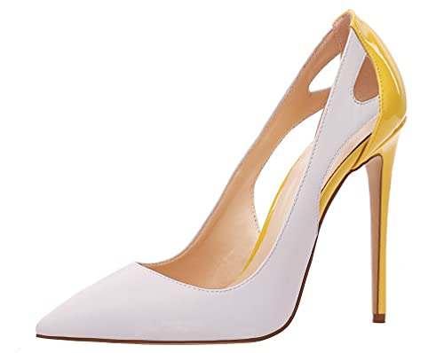 AOOAR Damen Stiletto Abendschuhe Weiß & Gelb Pumps EU 39 von AOOAR