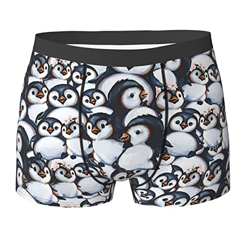 AOOEDM Atmungsaktive Boxershorts für Herren mit Pinguin-Muster, weiche Shorts, Bequeme Bedruckte Unterwäsche von AOOEDM