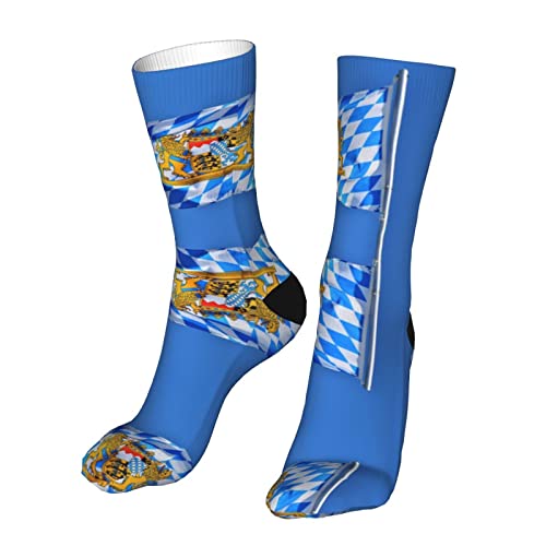 AOOEDM Bavaria Sportsocken mit bayerischer Flagge, verrückt gemusterte, lustige, dicke Crew-Socken über der Wade von AOOEDM