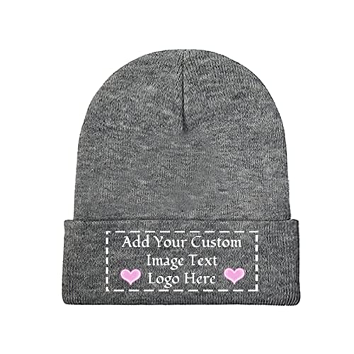 AOOEDM Benutzerdefinierte Beanie mit Ihren Fotos/Text/Logo personalisierte Mütze für Männer Frauen Ski Strickmütze Cuffed Beanie Hut Skull Cap von AOOEDM