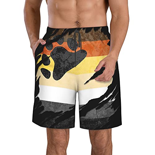 AOOEDM Gay Bear Pride Flag Herren-Badeshorts, schnell trocknende Strandhose, Bademode mit Mesh-Futter von AOOEDM