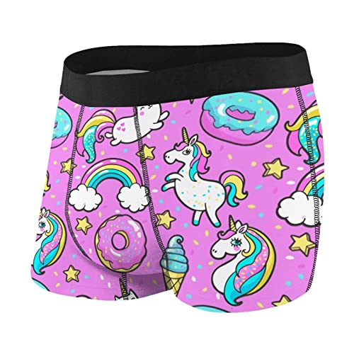 AOOEDM Herren-Shorts-Boxershorts, süßes Einhorn, weiche Unterhose, Stretch-Boxershorts mit Beutel, S-XXL von AOOEDM