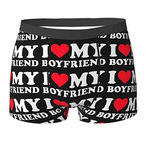 AOOEDM I Love My Boyfriend 2 Unterwäsche, atmungsaktive Boxershorts für Herren, weiche Shorts, Bequeme Bedruckte Unterwäsche von AOOEDM