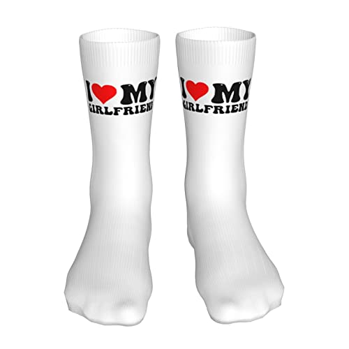 AOOEDM I Love My Girlfriend Socken Damen Sportsocken Strümpfe Schlauchsocken Hohe lässige feuchtigkeitsregulierende Socken für Damen Herren 16 Zoll von AOOEDM