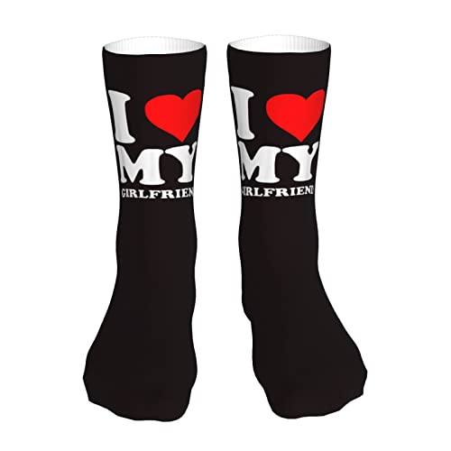 AOOEDM I Love My Girlfriend Socken Damen Sportsocken Strümpfe Schlauchsocken Hohe lässige feuchtigkeitsregulierende Socken für Damen Herren 16 Zoll von AOOEDM