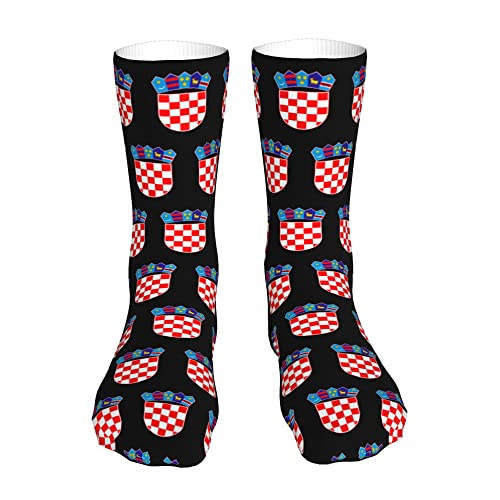 AOOEDM Kroatisches Emblem Kroatien Performance Laufsocken Freizeitsocken Sportsocken Neuheit Crew Tube Socken von AOOEDM