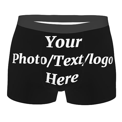 AOOEDM Personalisierte Herren-Boxershorts mit Bildtext-Logo, individuelle Unterwäsche für Männer, Freund, Ehemann, lustiges Geschenk zum Valentinstag von AOOEDM