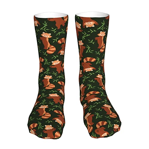 AOOEDM Roter Panda und Bambusblätter Muster Socken für Männer Frauen Lässige kurze Socken 40 cm Sportsocken Komfortschlauchstrümpfe von AOOEDM