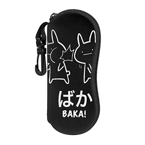 AOOEDM Weiches Sonnenbrillenetui mit Gürtelclip Lustiger Anime Baka Rabbit Slap Tragbares ultraleichtes Neopren-Reißverschluss-Brillenetui Sicherheits-Brillenbeutel für Damen und Herren von AOOEDM