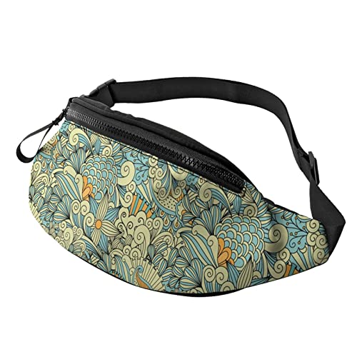 Abstrakt Blau Gelb Blumen Bauchtasche Sport Casual Hüfttasche Für Damen Herren Modisch von AOOEDM