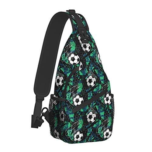 Abstrakte Grunge-Fußball-Brusttaschen, Umhängetasche, Reise, Wandern, Rucksack, lässiger Schulter-Tagesrucksack für Fußballfans, Frauen, Männer von AOOEDM