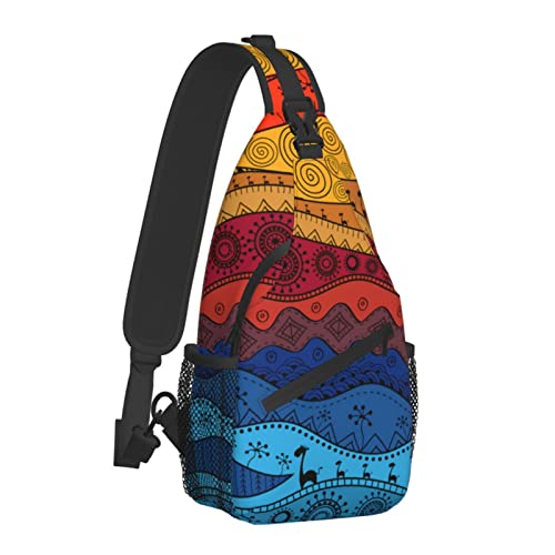 African Ethno Tribal Sling Bag für Damen Herren, Umhängetaschen Casual Sling Rucksack Brusttasche Reisen Wandern Daypack für Outdoor von AOOEDM