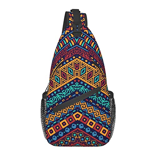 Afrika Ethnische Boho Wellenmuster Kreuz Brusttasche Diagonal Sling Rucksack Crossbody Umhängetasche Reisen Wandern Tagesrucksäcke für Männer Frauen von AOOEDM