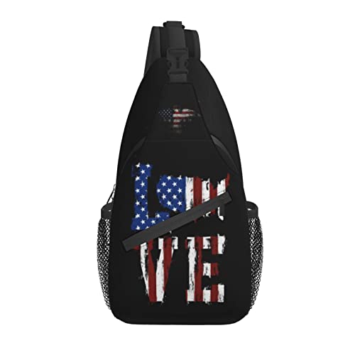 American Flag Sling Bag Casual Crossbody American Umhängetasche Rucksack Chest Daypack für Outdoor von AOOEDM
