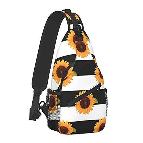 Anti-Diebstahl-Crossbody-Rucksack, Orange, Sonnenblume, Streifen, Schultertasche für Männer und Frauen, langlebig, verstellbar, Sporttasche, Radfahren, Reisen, Wandern, Tagesrucksack, Einheitsgröße von AOOEDM