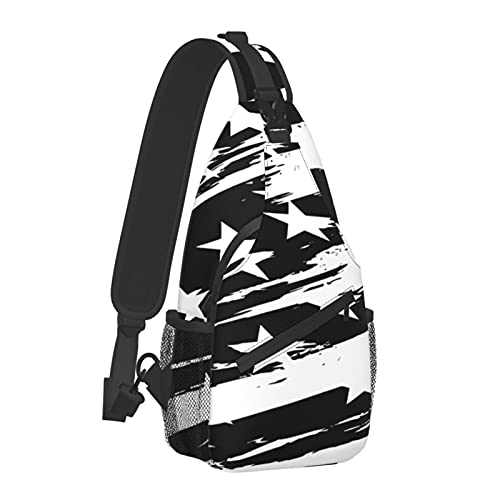 Anti-Diebstahl-Crossbody-Rucksack, Schwarze USA-Flagge, Umhängetasche für Männer und Frauen, langlebig, verstellbar, Sporttasche, Radfahren, Reisen, Wandern, Tagesrucksack, Einheitsgröße Anti-Diebstahl-Crossbody-Rucksack, Schwarze USA-Flagge, Umhängetasche für Männer und Frauen, langlebig, verstellbar, Sporttasche, Radfahren, Reisen, Wandern, Tagesrucksack, Einheitsgröße von AOOEDM