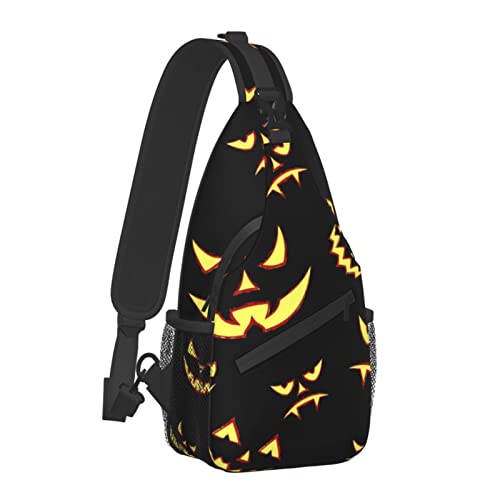 Anti-Diebstahl-Crossbody-Rucksack Happy Halloween-Dekorationen Kostüme Kürbis-Schädel-Schultertasche für Männer und Frauen, langlebig, verstellbar, Sporttasche, Radfahren, Reisen, Wandern, Tagesrucks von AOOEDM