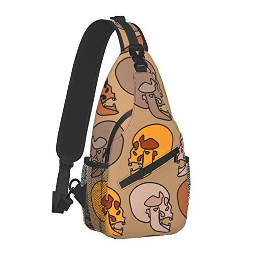 Anti-Diebstahl-Crossbody-Rucksack Skull Sling Umhängetasche für Männer und Frauen, langlebig, verstellbar, Sporttasche, Radfahren, Reisen, Wandern, Tagesrucksack von AOOEDM