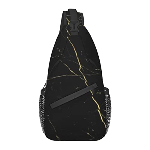 Anti-Diebstahl-Schultertasche, für Black Gold Marble, Schulter-Crossbody-Rucksack, wasserdichte Brusttasche, Leichter, lässiger Tagesrucksack für Reisen, Sport von AOOEDM