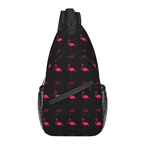 Anti-Diebstahl-Schultertasche, für Pink Flamingos, Schulter-Crossbody-Rucksack, wasserdichte Brusttasche, Leichter, lässiger Tagesrucksack für Reisen, Sport von AOOEDM