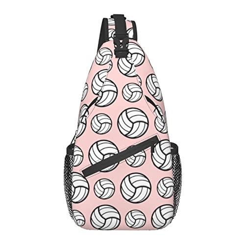 Anti-Diebstahl-Schultertasche, für Volleyball-Sportmuster, rosa, Schulter-Crossbody-Rucksack, wasserdichte Brusttasche, Leichter, lässiger Tagesrucksack für Reisesport von AOOEDM