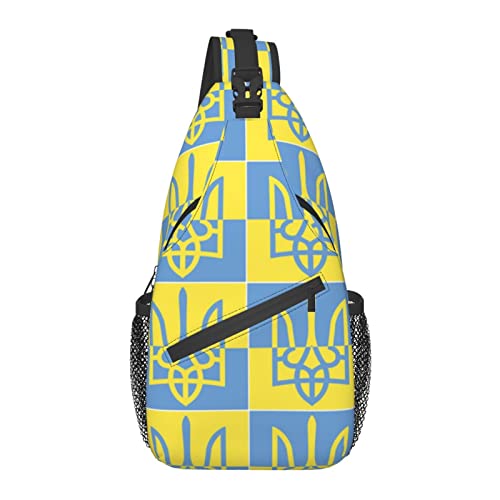 Anti-Diebstahl-Schultertasche, für die Flagge der Ukraine, Schulter-Crossbody-Rucksack, wasserdichte Brusttasche, Leichter, lässiger Tagesrucksack für Reisen, Sport von AOOEDM