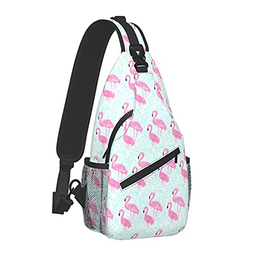 Anti-Diebstahl Sling Chest Bag Schulterrucksack Crossbody Bags Gym Sack Pink Seamless Flamingos, Leichte Sling Bag für Männer Frauen Reisen Gym Sport Wandern, Einheitsgröße von AOOEDM