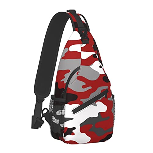 Anti-Diebstahl Sling Chest Bag Schulterrucksack Crossbody Bags Gym Sack Red Camouflage, Leichte Sling Bag für Männer Frauen Reisen Gym Sport Wandern,Einheitsgröße von AOOEDM