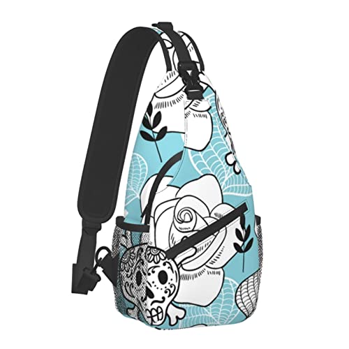 Anti-Diebstahl Sling Chest Bag Schulterrucksack Sugar Skulls and Roses Umhängetaschen Gym Sack, Leichte Sling Bag für Männer Frauen Reisen Fitnessstudio Sport Wandern von AOOEDM