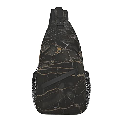 Anti-Diebstahl-Umhängetasche, für Black Marble, Schulter-Crossbody-Rucksack, wasserdichte Brusttasche, Leichter, lässiger Tagesrucksack für Reisen, Sport von AOOEDM