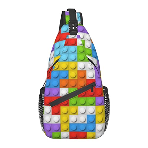 Anti-Diebstahl-Umhängetasche, für Color Constructor Blocks-Muster, Schulter-Crossbody-Rucksack, wasserdichte Brusttasche, Leichter, lässiger Tagesrucksack für Reisen, Sport von AOOEDM