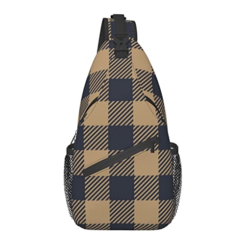 Anti-Diebstahl-Umhängetasche, für Lark und Navy Blazer Tartan Plaid, Schulter-Crossbody-Rucksack, wasserdichte Brusttasche, Leichter, lässiger Tagesrucksack für Reisen, Sport von AOOEDM