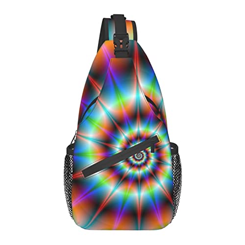 Anti-Diebstahl-Umhängetasche, für Spiral Psychedelic Tie Dye Rainbow, Schulter-Crossbody-Rucksack, wasserdichte Brusttasche, Leichter, lässiger Tagesrucksack für Reisen, Sport von AOOEDM